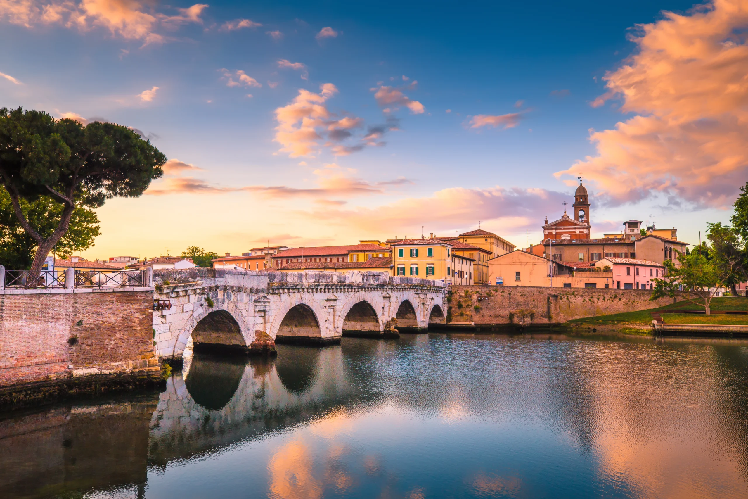 Bridge and old town in Rimini
